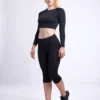 Mid-Rise Capri Fitness Leggings with Side Pockets - Image 7