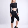 Mid-Rise Capri Fitness Leggings with Side Pockets - Image 8